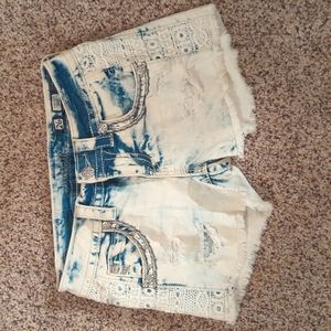 Miss Me Blue and White Jean Shorts